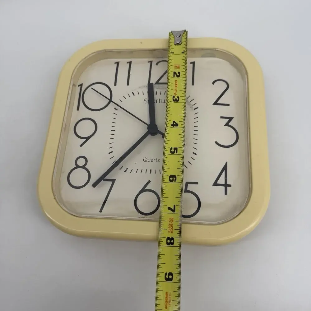 Vtg MCM Spartus Wall Clock Quartz Tested & WORKS CREAM BEIGE Made USA